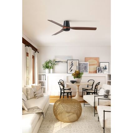 FARO 33831WT - Stropni ventilator PUNT TUB M rjava/črna pr. 132 cm Wi-Fi Tuya + Daljinski upravljalnik