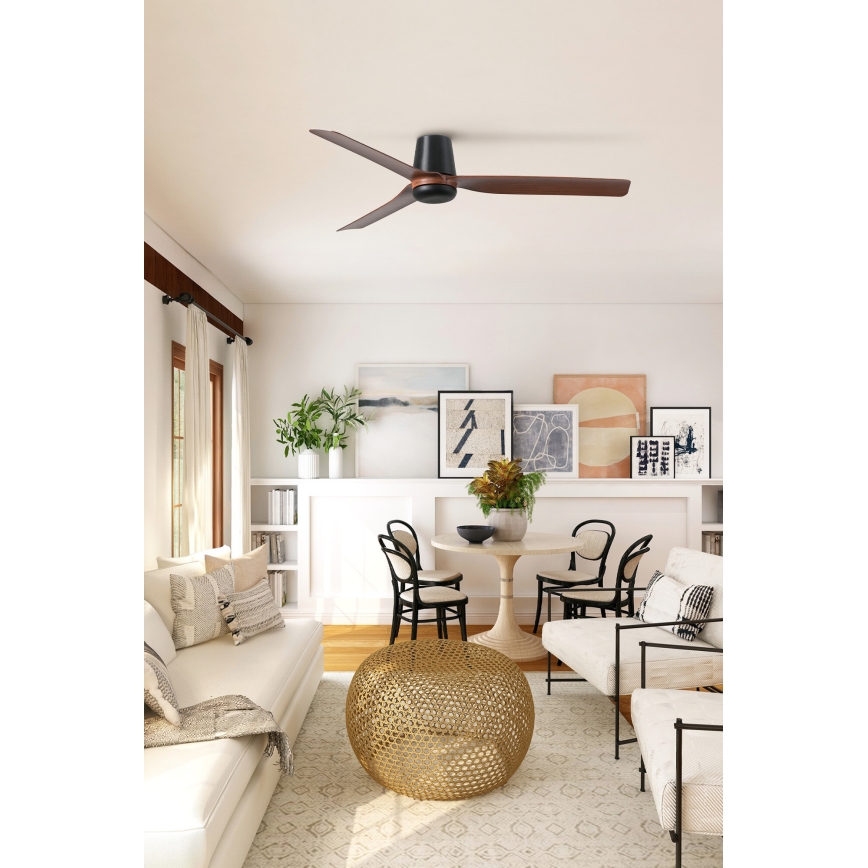FARO 33831WT - Stropni ventilator PUNT TUB M rjava/črna pr. 132 cm Wi-Fi Tuya + Daljinski upravljalnik