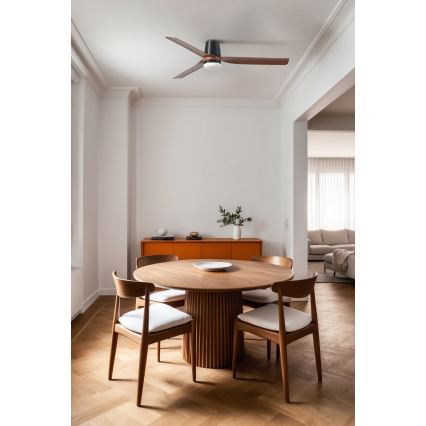 FARO 33831WT1S - LED zatemnjevalni stropni ventilator PUNT TUB M LED/18W/230V 2700/3000/4000K premer 132 cm rjava/črna Wi-Fi Tuya + daljinsko upravljanje