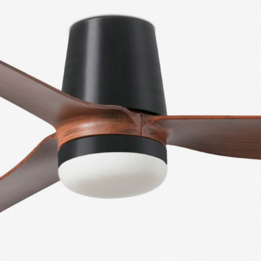 FARO 33831WT1S - LED zatemnjevalni stropni ventilator PUNT TUB M LED/18W/230V 2700/3000/4000K premer 132 cm rjava/črna Wi-Fi Tuya + daljinsko upravljanje