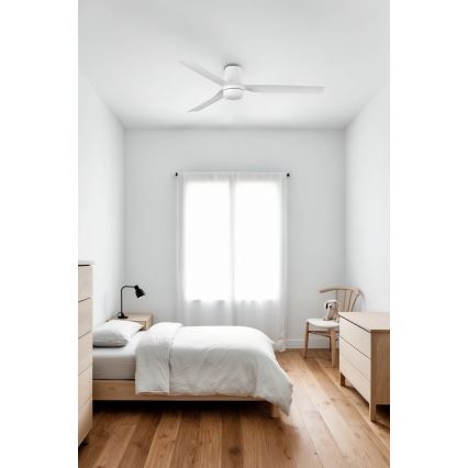 FARO 33832WT-1TW - LED Zatemnitveni stropni ventilator MINI PUNT TUB S LED/10W/230V 2700/4000/6000K bela pr. 90 cm Wi-Fi Tuya + Daljinski upravljalnik