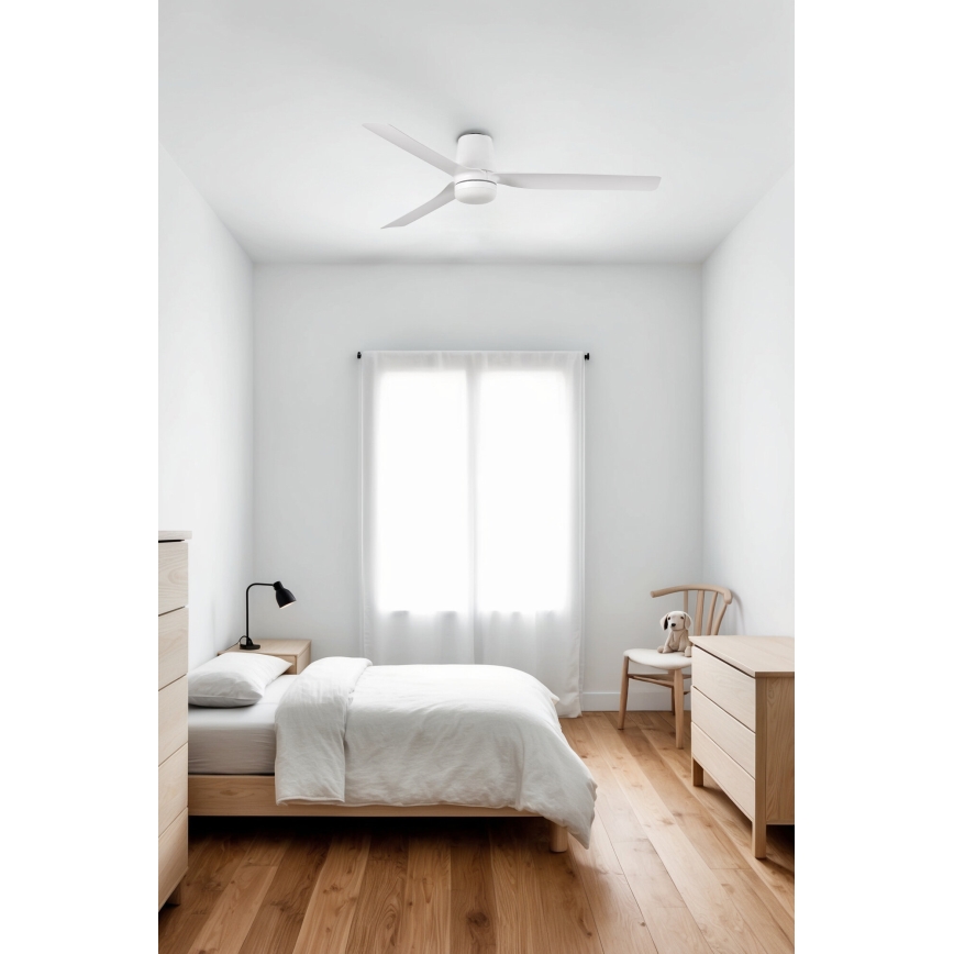 FARO 33832WT-1TW - LED Zatemnitveni stropni ventilator MINI PUNT TUB S LED/10W/230V 2700/4000/6000K bela pr. 90 cm Wi-Fi Tuya + Daljinski upravljalnik