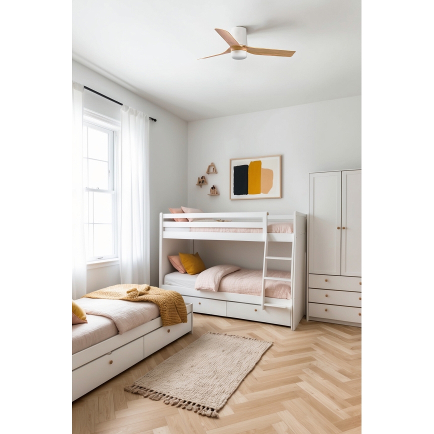 FARO 33833-1TW - LED Zatemnitveni stropni ventilator MINI PUNT TUB S LED/10W/230V 2700/4000/6000K pr. 90 cm rjava/bela + Daljinski upravljalnik