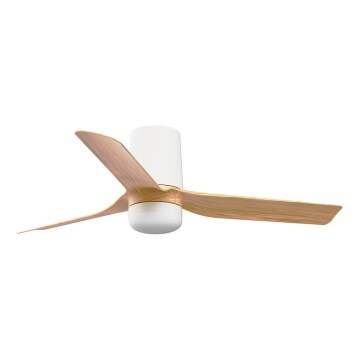 FARO 33833WT-1TW - LED Zatemnitveni stropni ventilator MINI PUNT TUB S LED/10W/230V 2700/4000/6000K rjava/bela pr. 90 cm Wi-Fi Tuya + Daljinski upravljalnik