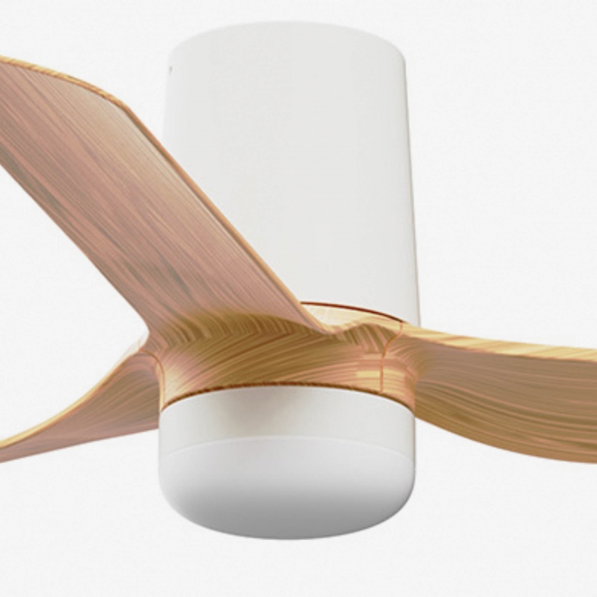 FARO 33833WT-1TW - LED Zatemnitveni stropni ventilator MINI PUNT TUB S LED/10W/230V 2700/4000/6000K rjava/bela pr. 90 cm Wi-Fi Tuya + Daljinski upravljalnik