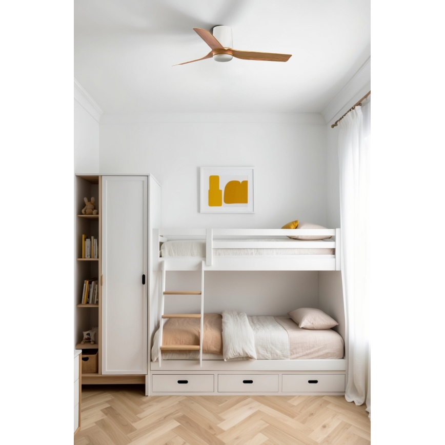 FARO 33833WT - Stropni ventilator MINI PUNT TUB S rjava/bela pr. 90 cm Wi-Fi Tuya + Daljinski upravljalnik