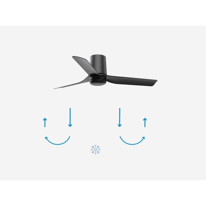 FARO 33834-Stropni ventilator MINI PUNT TUB S črna pr. 90 cm + Daljinski upravljalnik