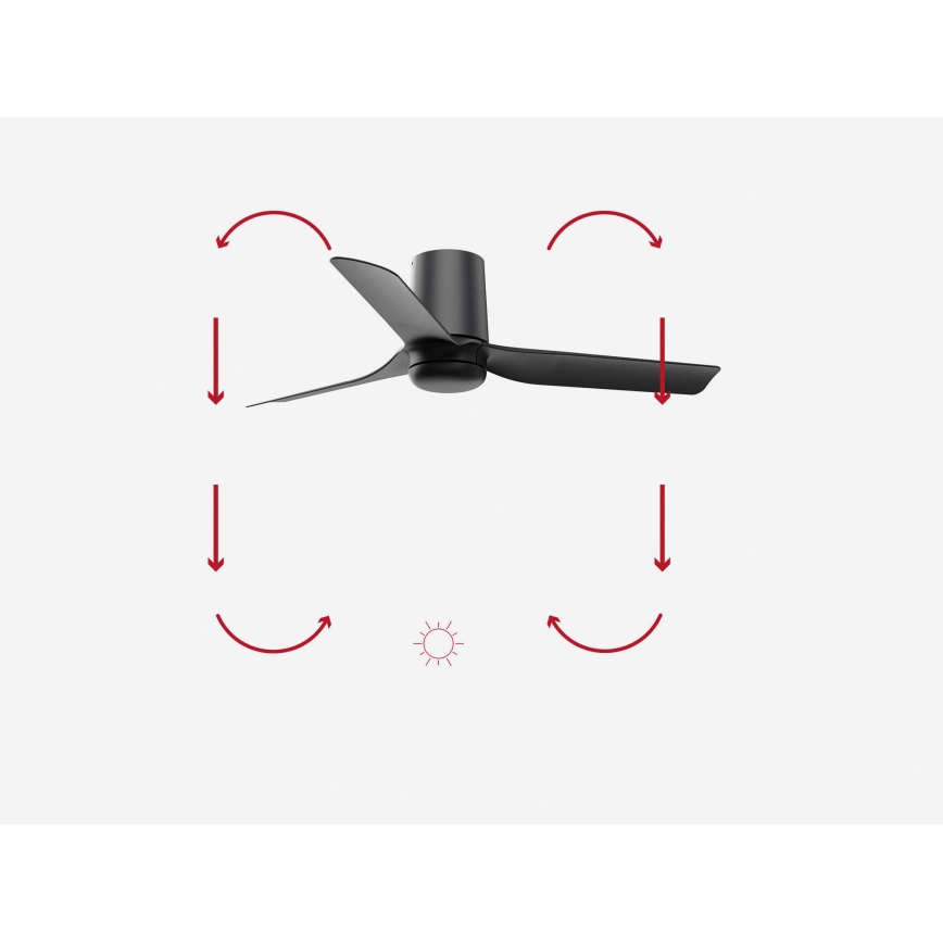 FARO 33834-Stropni ventilator MINI PUNT TUB S črna pr. 90 cm + Daljinski upravljalnik