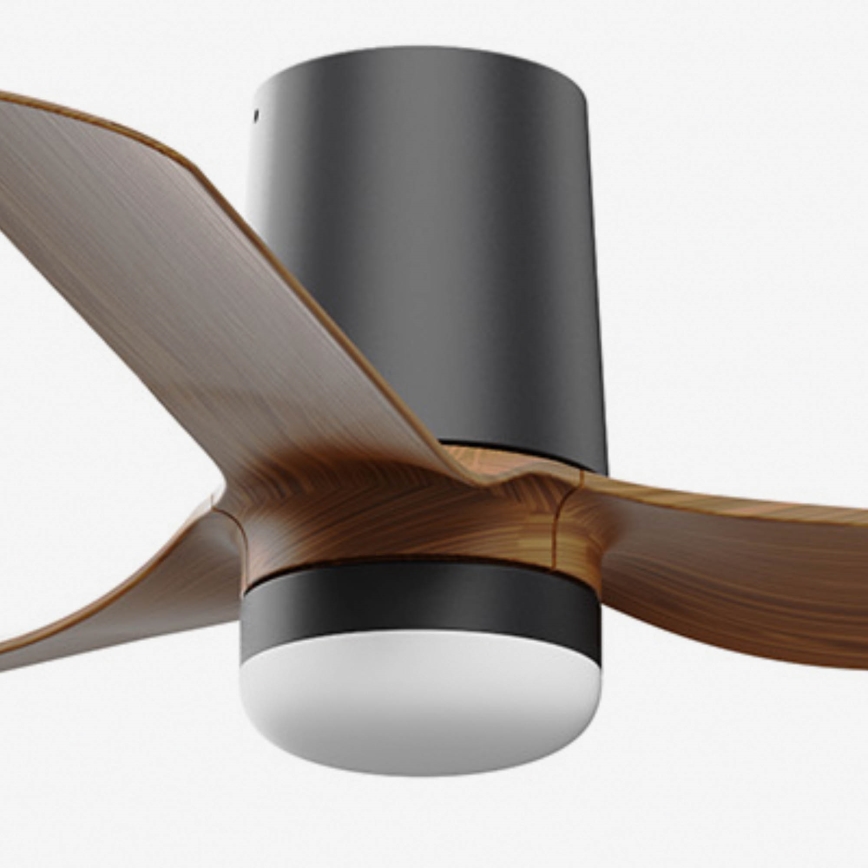FARO 33835WT-1TW - LED Zatemnitveni stropni ventilator MINI PUNT TUB S LED/10W/230V 2700/4000/6000K rjava/črna pr. 90 cm Wi-Fi Tuya + Daljinski upravljalnik