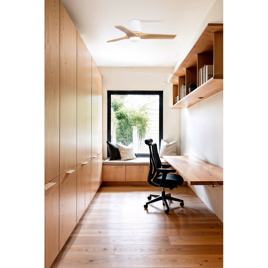 FARO 33836-1TW - zatemljiv LED stropni ventilator HEYWOOD TUB s LED/10W/230V 2700/3000/4000K borovica/bela, premer 90 cm + daljinski upravljalnik