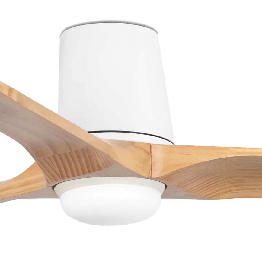 FARO 33836-1TW - zatemljiv LED stropni ventilator HEYWOOD TUB s LED/10W/230V 2700/3000/4000K borovica/bela, premer 90 cm + daljinski upravljalnik