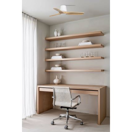 FARO 33836 - Stropni ventilator HEYWOOD TUB S bor/bela pr. 90 cm + Daljinski upravljalnik