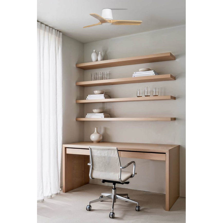 FARO 33836 - Stropni ventilator HEYWOOD TUB S bor/bela pr. 90 cm + Daljinski upravljalnik