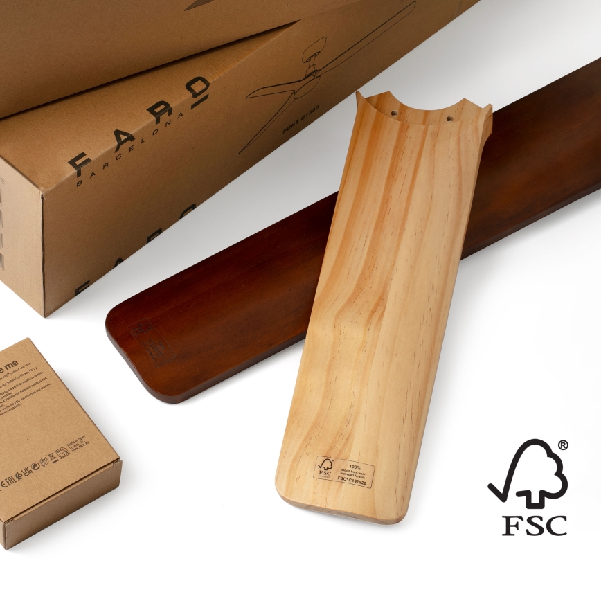 FARO 33836WT - Stropni ventilator HEYWOOD TUB S borovcev/bela premer 90 cm Wi-Fi Tuya + daljinski upravljalnik