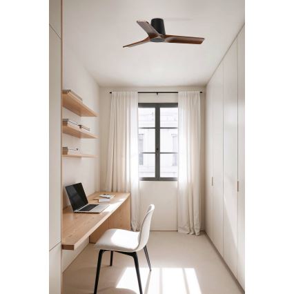 FARO 33837 - Stropni ventilator HEYWOOD TUB S borovcev/črna premer 90 cm + daljinski upravljalnik