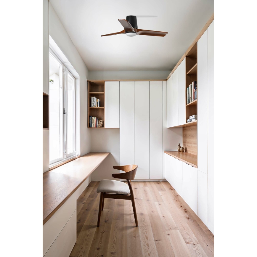 FARO 33837WT - Stropni ventilator HEYWOOD TUB S bor/črna pr. 90 cm Wi-Fi Tuya + Daljinski upravljalnik