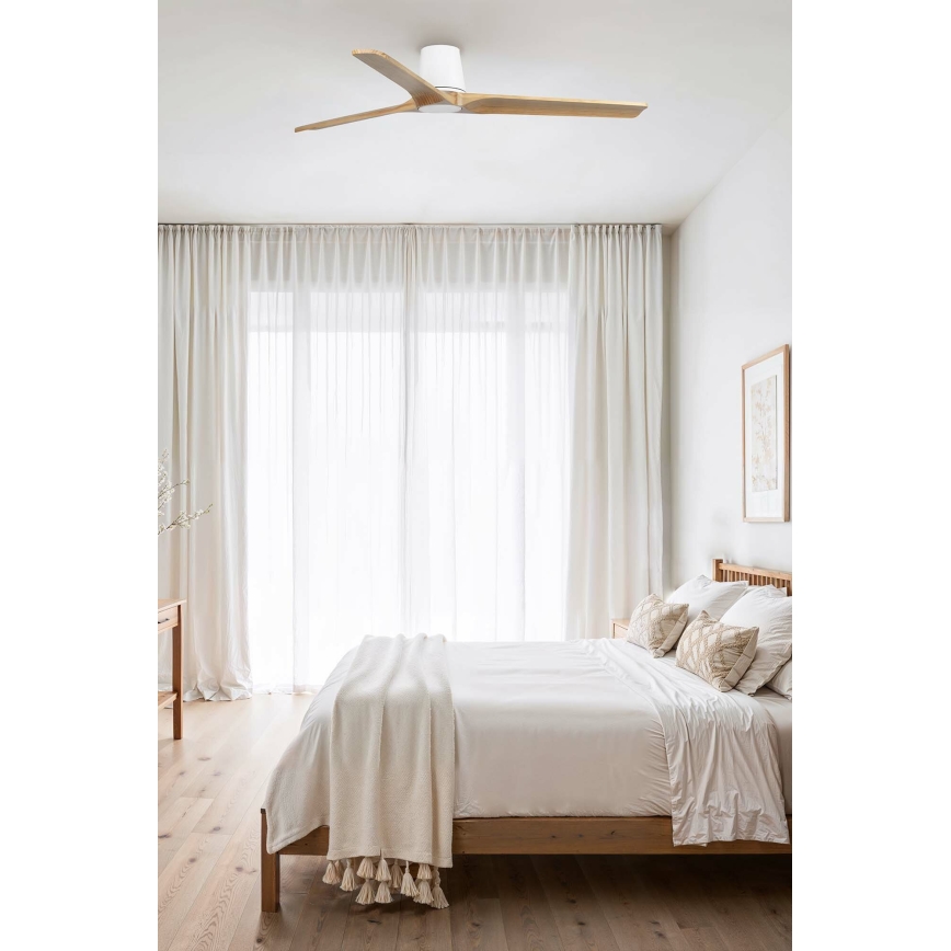FARO 33838 - Stropni ventilator HEYWOOD TUB L bor/bela pr. 132 cm + Daljinski upravljalnik