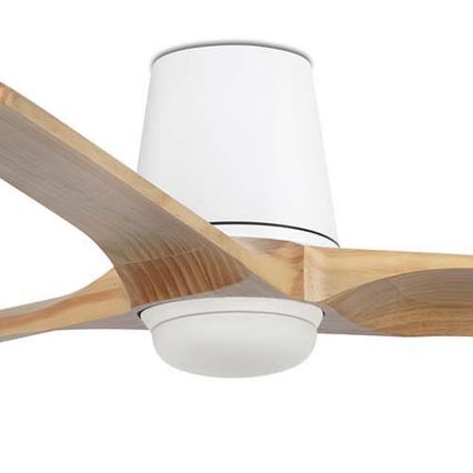 FARO 33838WT-1TW - LED zatemljiv stropni ventilator HEYWOOD TUB L LED/10W/230V 2700/3000/4000K borovica/bela premer 132 cm Wi-Fi Tuya + daljinski upravljalnik