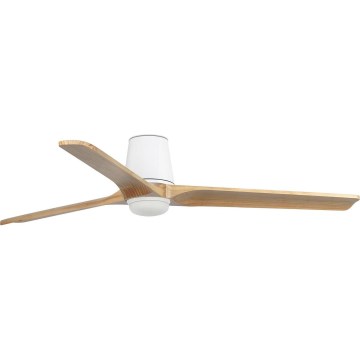 FARO 33838WT-1TW - LED Zatemnitveni stropni ventilator HEYWOOD TUB L LED/10W/230V 2700/4000/6000K bor/bela pr. 132 cm Wi-Fi Tuya + Daljinski upravljalnik