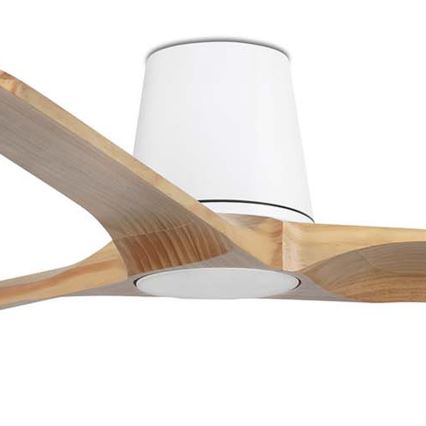 FARO 33838WT - Stropni ventilator HEYWOOD TUB L borovca/bela premer 132 cm Wi-Fi Tuya + daljinski upravljalnik