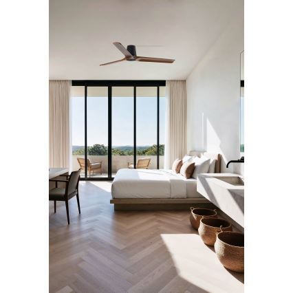 FARO 33839 - Stropni ventilator HEYWOOD TUB L borovica/črna premer 132 cm + daljinski upravljalnik