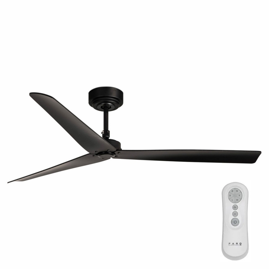 FARO 34100 - Stropni ventilator MILOS črna + Daljinski upravljalnik