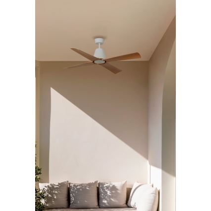 FARO 34105 - Stropni ventilator TYPHOON M rjava/bela pr. 130 cm IP44 + Daljinski upravljalnik