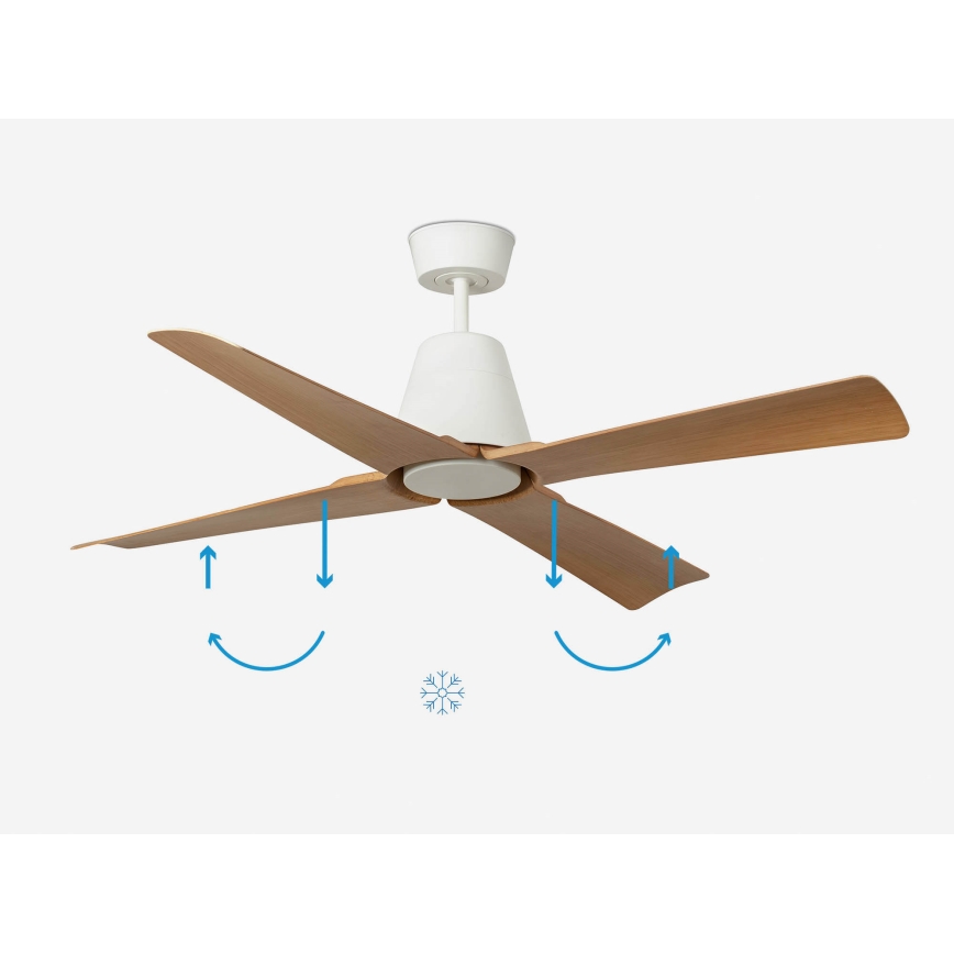 FARO 34105 - Stropni ventilator TYPHOON M rjava/bela pr. 130 cm IP44 + Daljinski upravljalnik