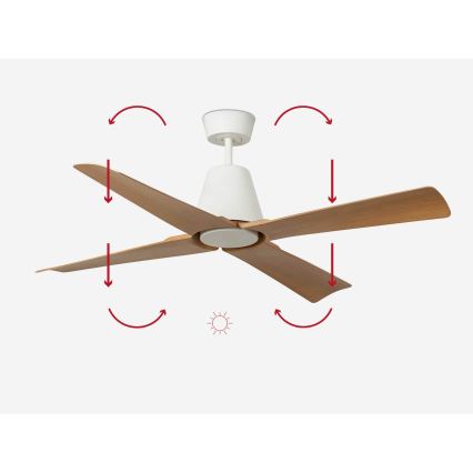 FARO 34105 - Stropni ventilator TYPHOON M rjava/bela pr. 130 cm IP44 + Daljinski upravljalnik