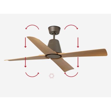 FARO 34106 - Stropni ventilator TYPHOON M rjava pr. 130 cm IP44 + Daljinski upravljalnik