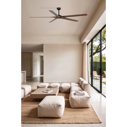 FARO 34190WT - Stropni ventilator BIGWOOD XL bor/črna pr. 200 cm Wi-Fi Tuya + Daljinski upravljalnik