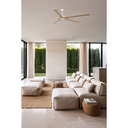 FARO 34191WT - Stropni ventilator BIGWOOD XL bor/bela pr. 200 cm Wi-Fi Tuya + Daljinski upravljalnik