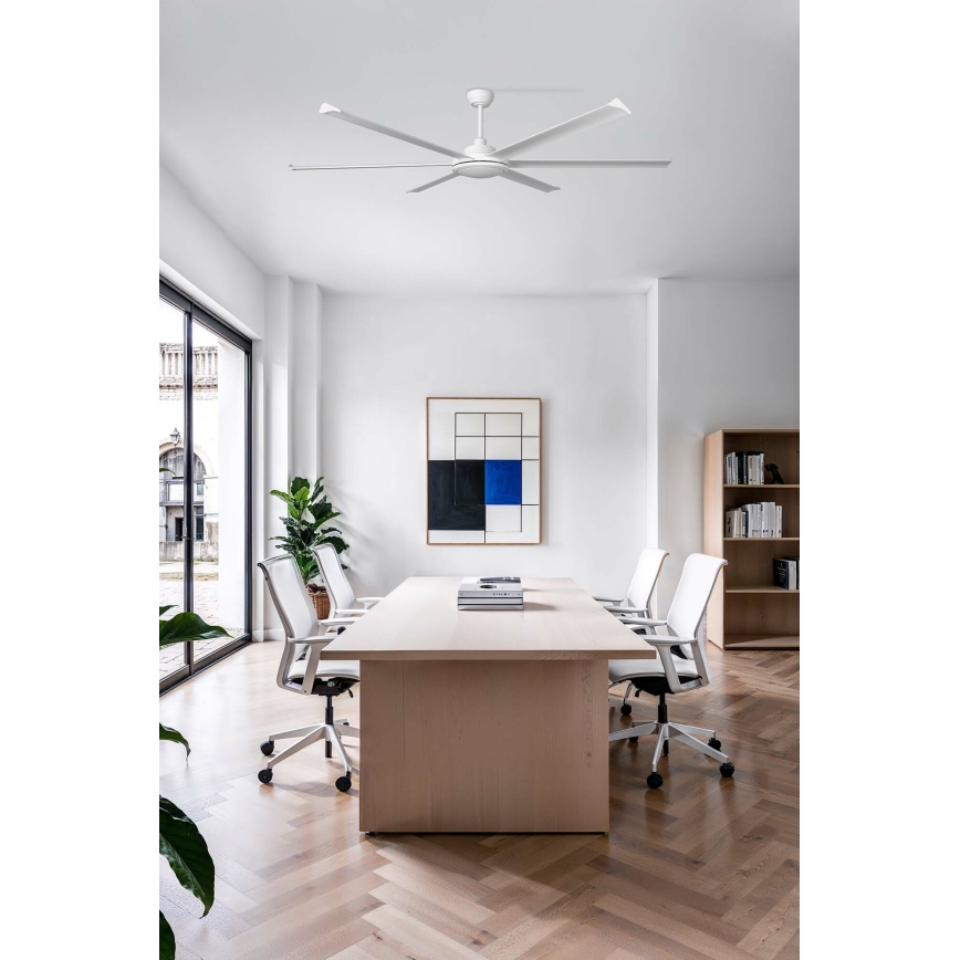 FARO 34202 - Stropni ventilator ROTTERDAM XL bela pr. 200 cm + Daljinski upravljalnik