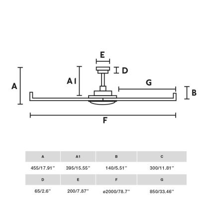 FARO 34203-130 - LED Stropni ventilator ROTTERDAM XL LED/32W/230V črna pr. 200 cm + Daljinski upravljalnik