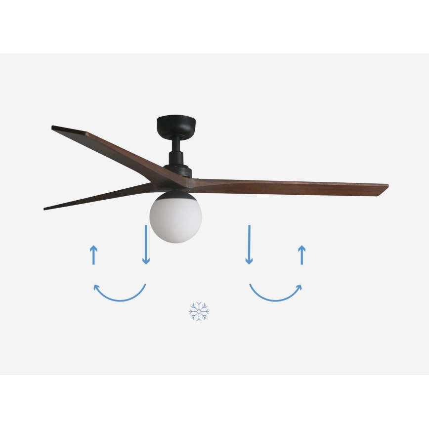 FARO 34276-11L - Stropni ventilator KLIM L 1xE27/15W/230V les/črna pr. 150 cm + Daljinski upravljalnik