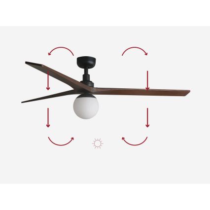 FARO 34276-11L - Stropni ventilator KLIM L 1xE27/15W/230V les/črna pr. 150 cm + Daljinski upravljalnik