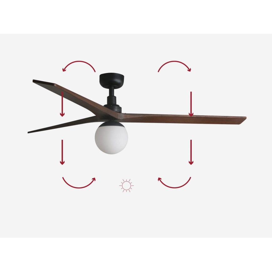 FARO 34276-11L - Stropni ventilator KLIM L 1xE27/15W/230V les/črna pr. 150 cm + Daljinski upravljalnik