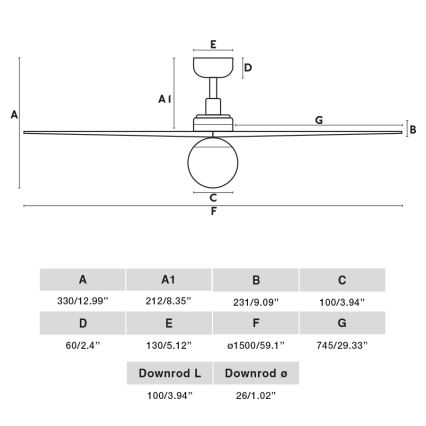 FARO 34276-11L - Stropni ventilator KLIM L 1xE27/15W/230V les/črna pr. 150 cm + Daljinski upravljalnik