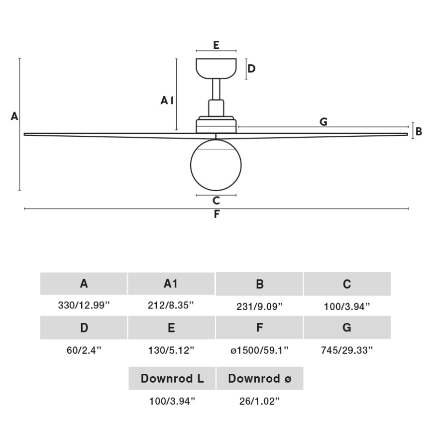FARO 34276-11L - Stropni ventilator KLIM L 1xE27/15W/230V oreh/črna pr. 150 cm + Daljinski upravljalnik