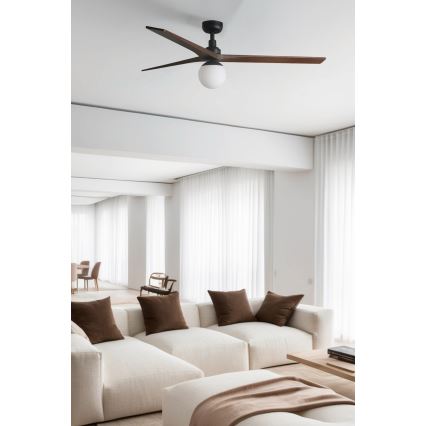 FARO 34276WT-11L - Stropni ventilator KLIM L 1xE27/15W/230V les/črna pr. 150 cm Wi-Fi Tuya + Daljinski upravljalnik