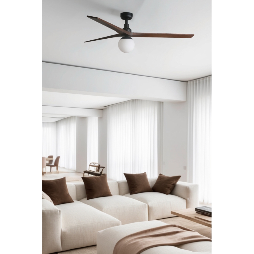 FARO 34276WT-11L - Stropni ventilator KLIM L 1xE27/15W/230V les/črna pr. 150 cm Wi-Fi Tuya + Daljinski upravljalnik