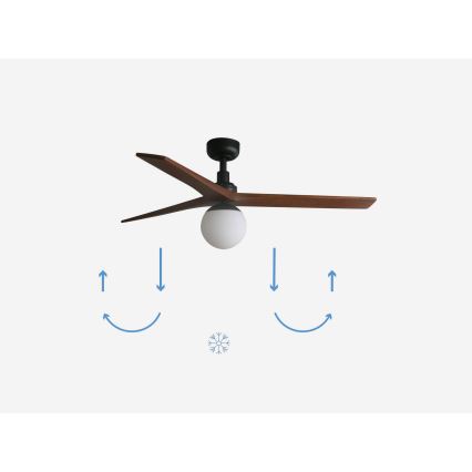FARO 34277-11L - Stropni ventilator KLIM M 1xE27/15W/230V les/črna pr. 125 cm + Daljinski upravljalnik