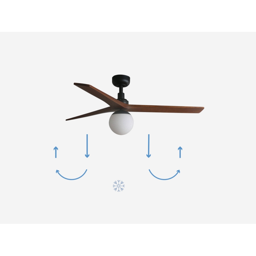 FARO 34277-11L - Stropni ventilator KLIM M 1xE27/15W/230V les/črna pr. 125 cm + Daljinski upravljalnik