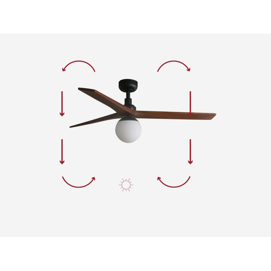 FARO 34277-11L - Stropni ventilator KLIM M 1xE27/15W/230V les/črna pr. 125 cm + Daljinski upravljalnik