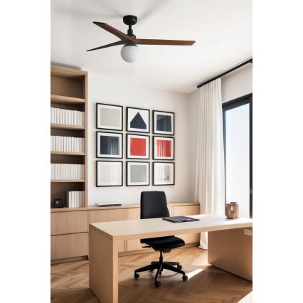 FARO 34277WT-11L - Stropni ventilator KLIM M 1xE27/15W/230V les/črna pr. 125 cm Wi-Fi Tuya + Daljinski upravljalnik