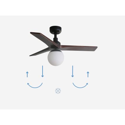 FARO 34278-11L - Stropni ventilator KLIM S 1xE27/15W/230V les/črna pr. 92,5 cm + Daljinski upravljalnik