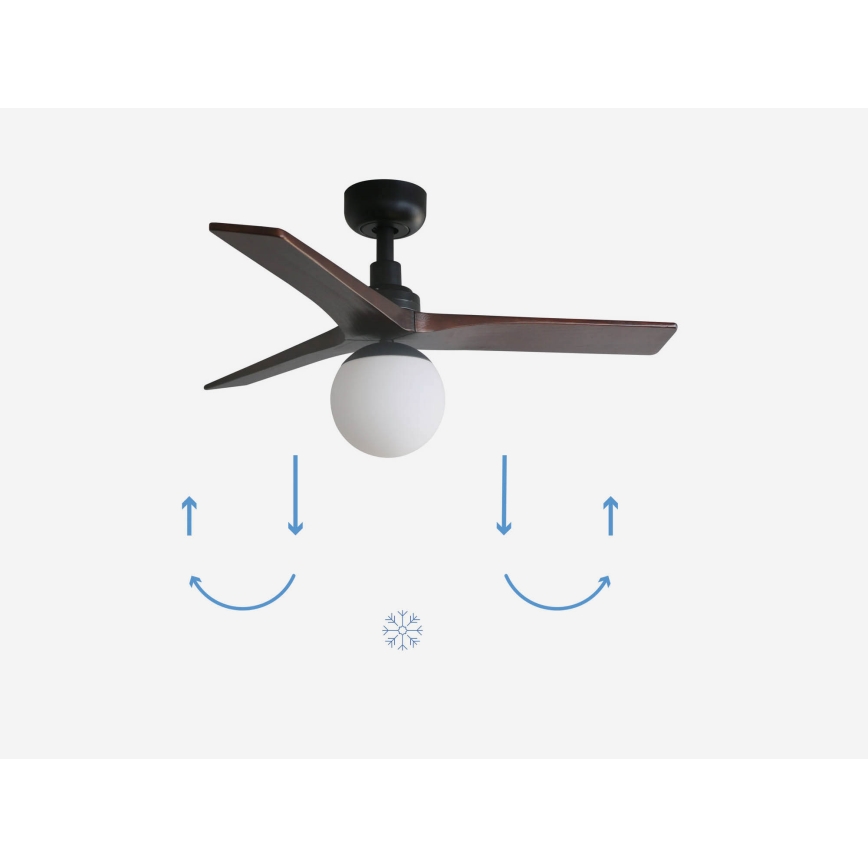 FARO 34278-11L - Stropni ventilator KLIM S 1xE27/15W/230V les/črna pr. 92,5 cm + Daljinski upravljalnik