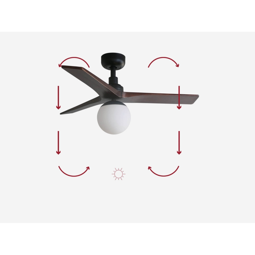 FARO 34278-11L - Stropni ventilator KLIM S 1xE27/15W/230V les/črna pr. 92,5 cm + Daljinski upravljalnik