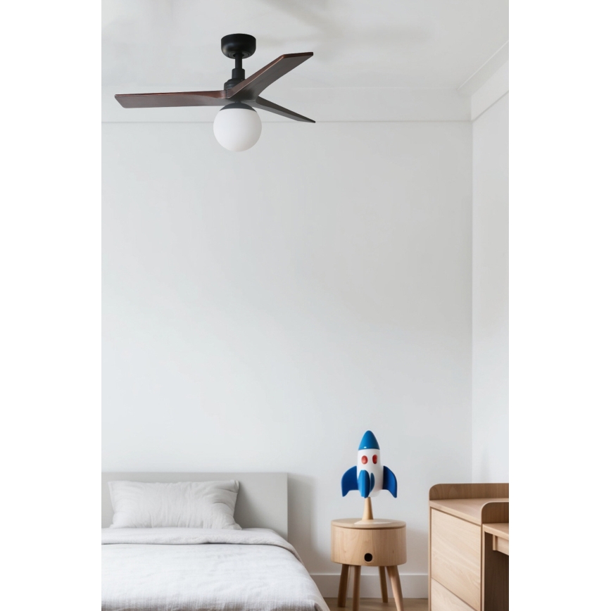 FARO 34278WT-11L - Stropni ventilator KLIM S 1xE27/15W/230V les/črna pr. 92,5 cm Wi-Fi Tuya + Daljinski upravljalnik