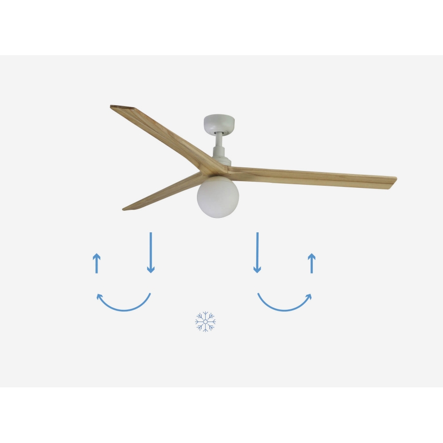 FARO 34279-11L - Stropni ventilator KLIM L 1xE27/15W/230V les/bela pr. 150 cm + Daljinski upravljalnik